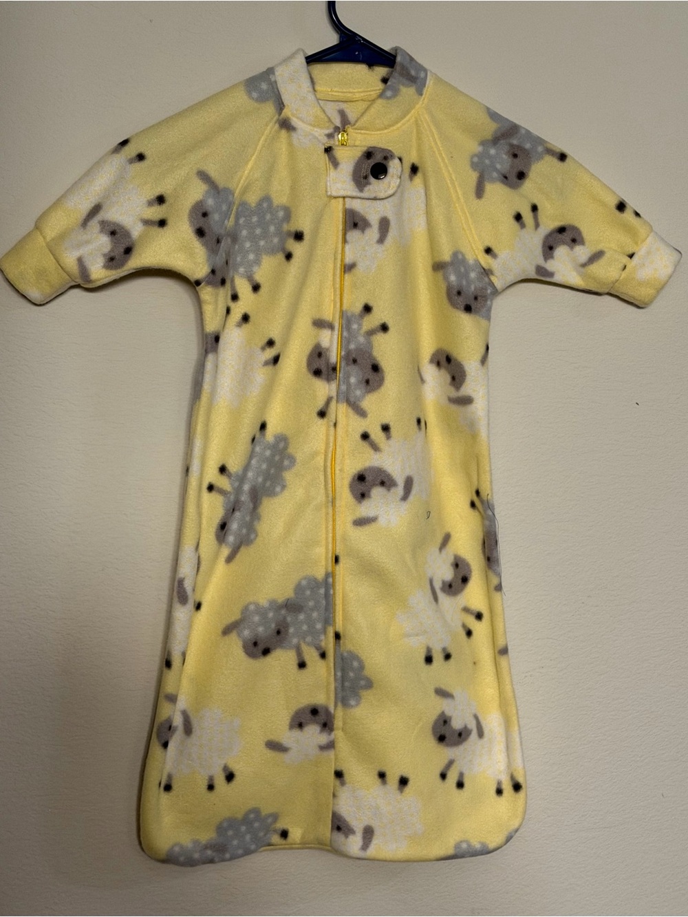 Baby Yellow Sheep Print Fleece Sleep Sack Pajamas